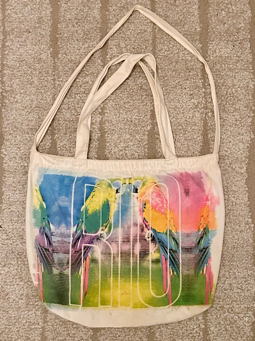American Eagle Outfitters Rio De Janeiro Cream Canvas Tote Bag